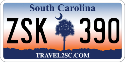SC license plate ZSK390