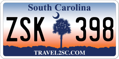 SC license plate ZSK398