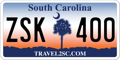 SC license plate ZSK400