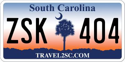 SC license plate ZSK404