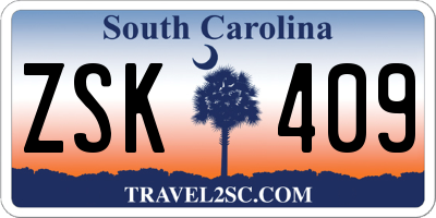 SC license plate ZSK409