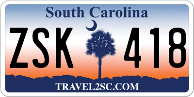 SC license plate ZSK418