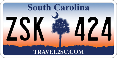 SC license plate ZSK424
