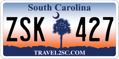 SC license plate ZSK427