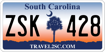 SC license plate ZSK428