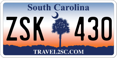 SC license plate ZSK430