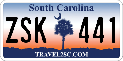 SC license plate ZSK441