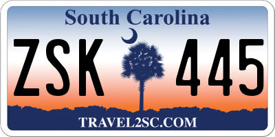 SC license plate ZSK445