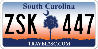 SC license plate ZSK447