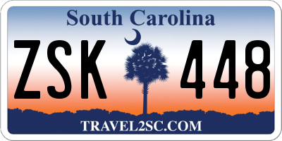 SC license plate ZSK448