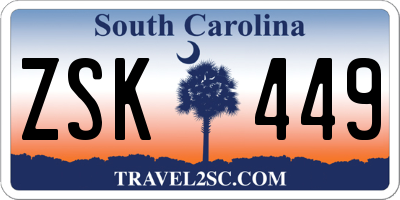 SC license plate ZSK449