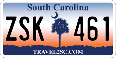 SC license plate ZSK461