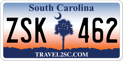 SC license plate ZSK462