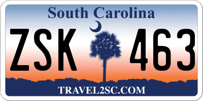 SC license plate ZSK463