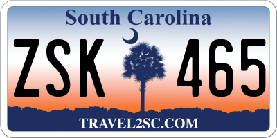 SC license plate ZSK465