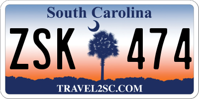 SC license plate ZSK474