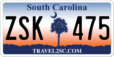 SC license plate ZSK475