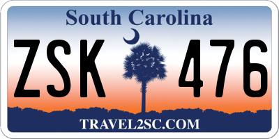 SC license plate ZSK476