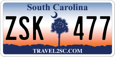 SC license plate ZSK477