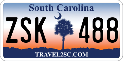 SC license plate ZSK488