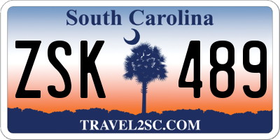 SC license plate ZSK489
