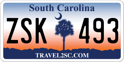 SC license plate ZSK493