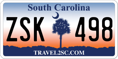 SC license plate ZSK498