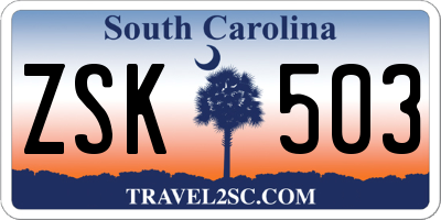 SC license plate ZSK503
