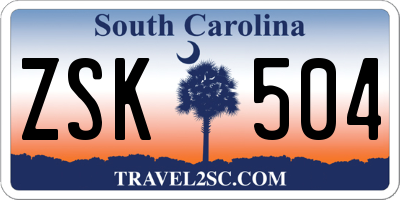SC license plate ZSK504