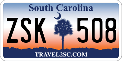 SC license plate ZSK508
