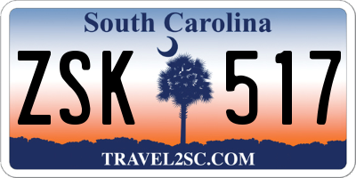 SC license plate ZSK517