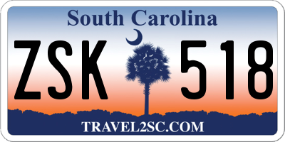 SC license plate ZSK518