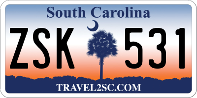 SC license plate ZSK531