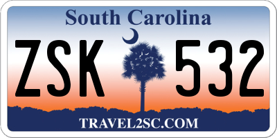SC license plate ZSK532