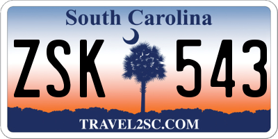 SC license plate ZSK543