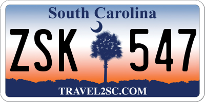 SC license plate ZSK547