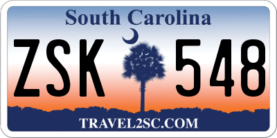 SC license plate ZSK548