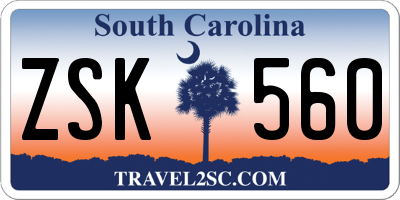 SC license plate ZSK560
