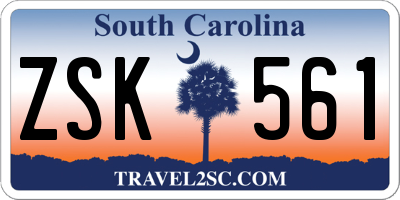 SC license plate ZSK561