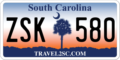 SC license plate ZSK580