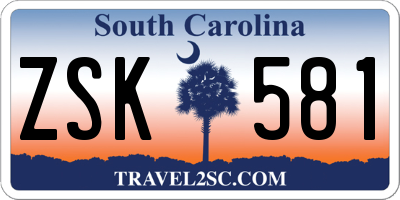 SC license plate ZSK581