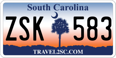 SC license plate ZSK583