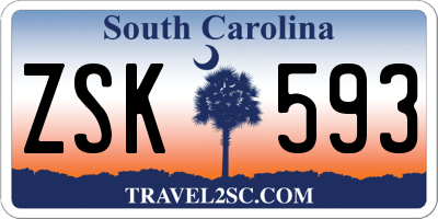 SC license plate ZSK593