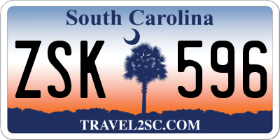 SC license plate ZSK596