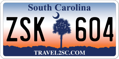 SC license plate ZSK604