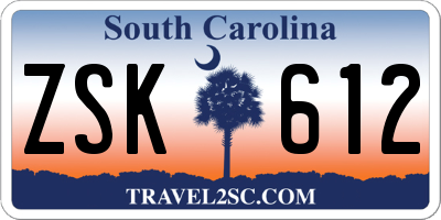 SC license plate ZSK612