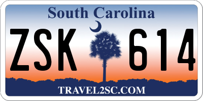 SC license plate ZSK614