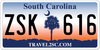 SC license plate ZSK616