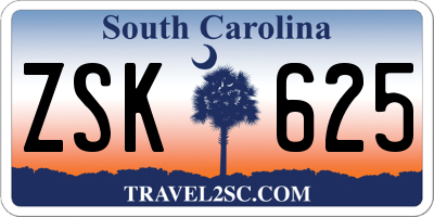 SC license plate ZSK625