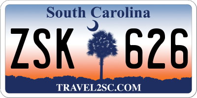SC license plate ZSK626